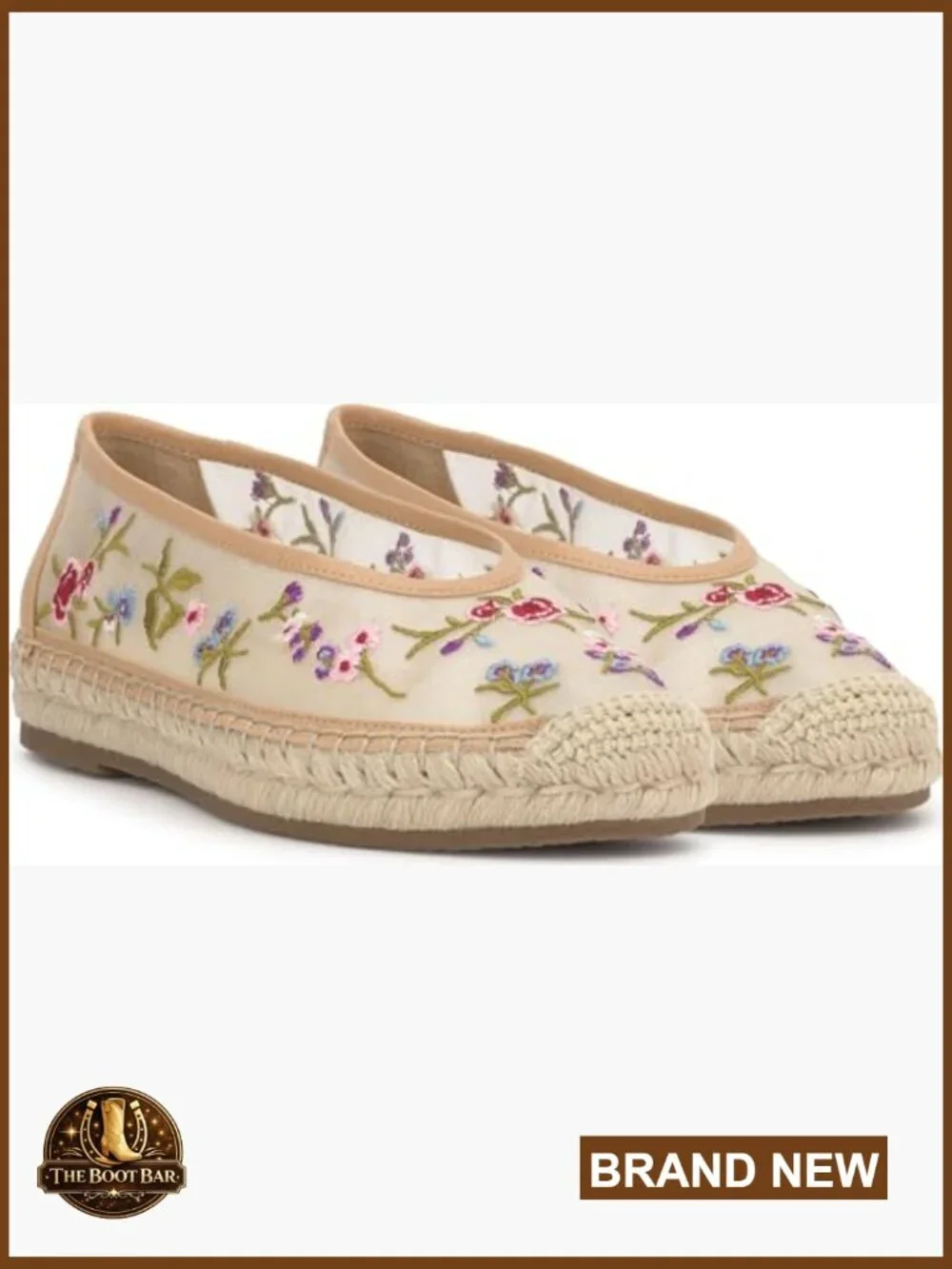 Embellished Mesh Espadrille Flats with Round Toe